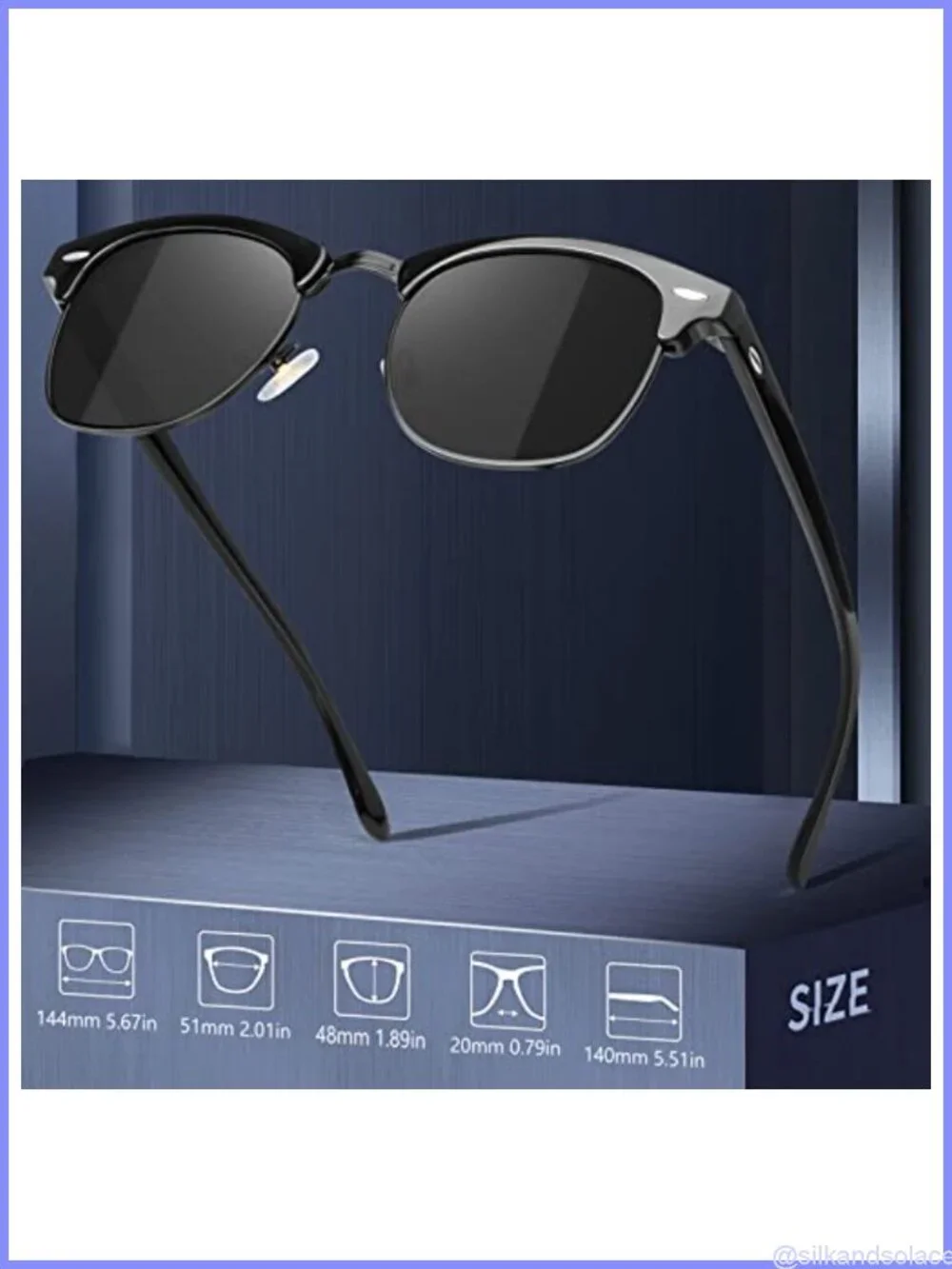 Polarized Retro Semi Rimless Sunglasses 100% UV Protection 4 Pack